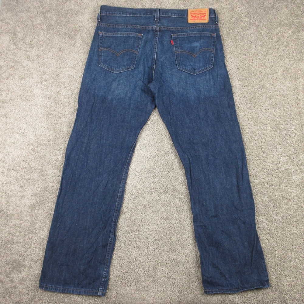 Levis Jeans Mens 34x32 Blue 569 Loose Straight Baggy Faded Whisker Denim Pants - Picture 2 of 9